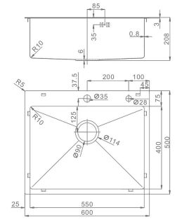 Кухонная мойка Raglo R701.6050.05 60см сатин